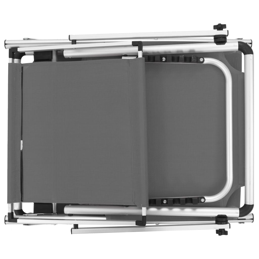 Foldbare Liggestole M. Baldakin 2 Stk. Aluminium Textilene Grå
