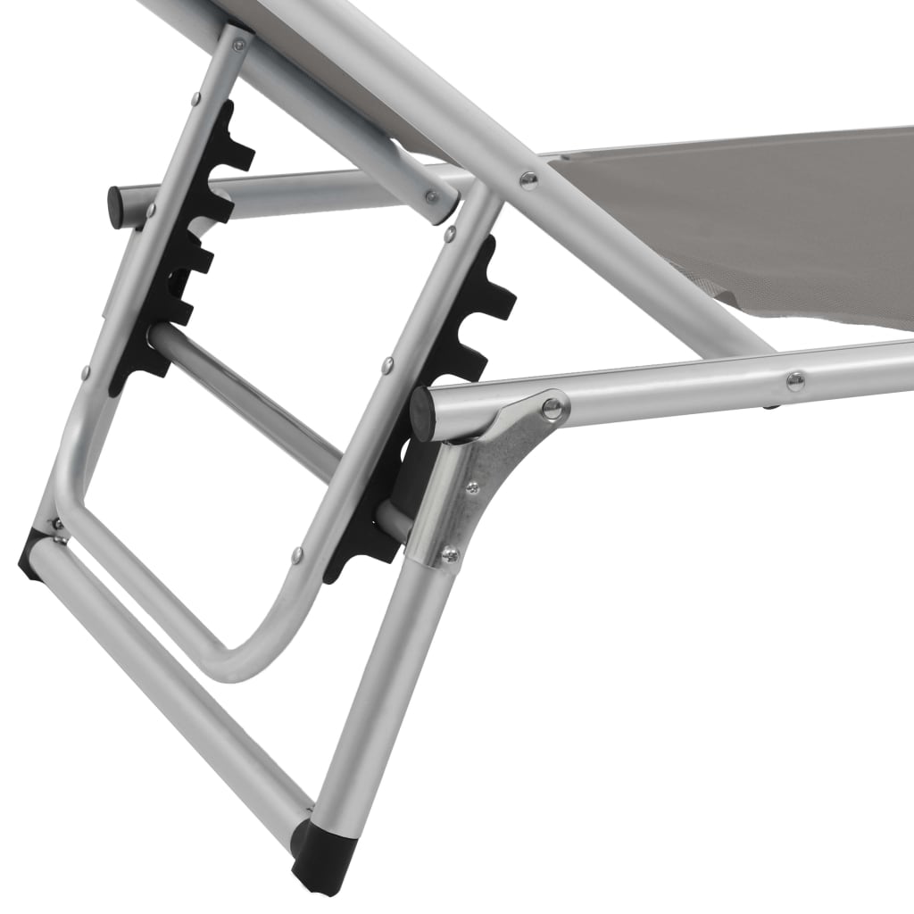 Foldbare Liggestole M. Baldakin 2 Stk. Aluminium Textilene Grå