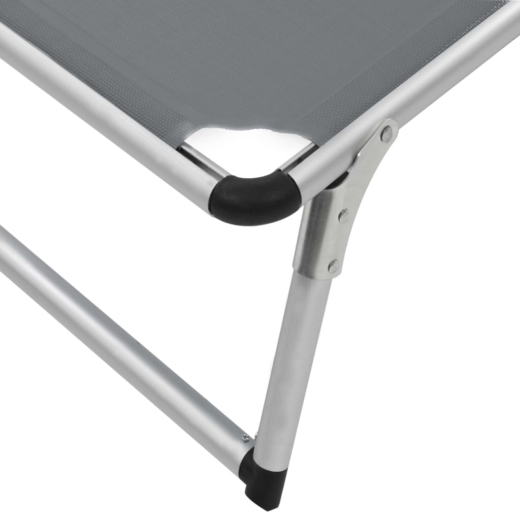 Foldbare Liggestole M. Baldakin 2 Stk. Aluminium Textilene Grå