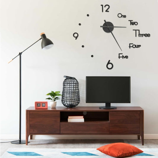 325153  3D Wall Clock Modern Design Black 100 Cm Xxl