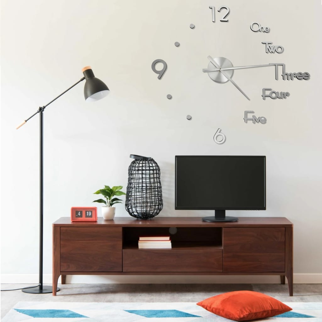 325153 3D Wall Clock Modern Design Black 100 Cm Xxl