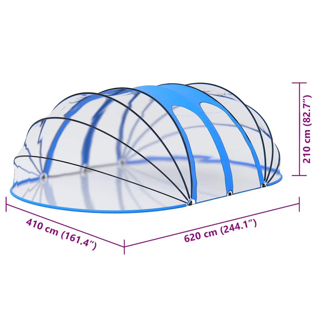 Poolkuppel 620x410x210 Cm Oval - Billede 7