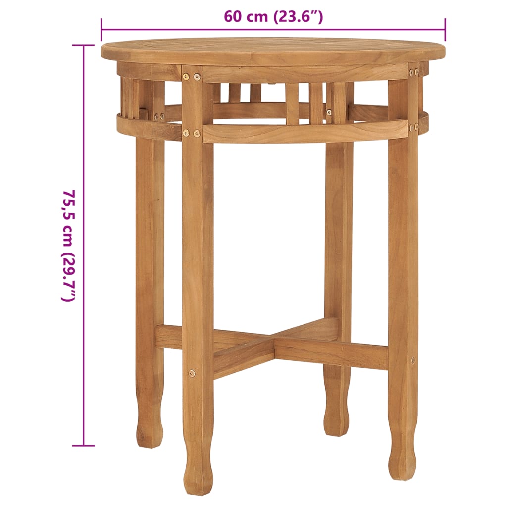 Bistrobord Ø60x75,5 Cm Massivt Teaktræ - Billede 6
