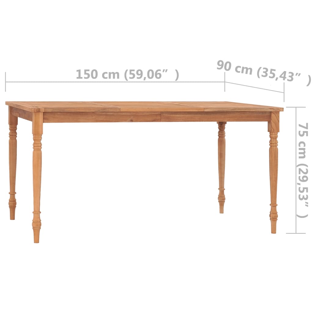 Batavia-Bord Massivt Teaktræ