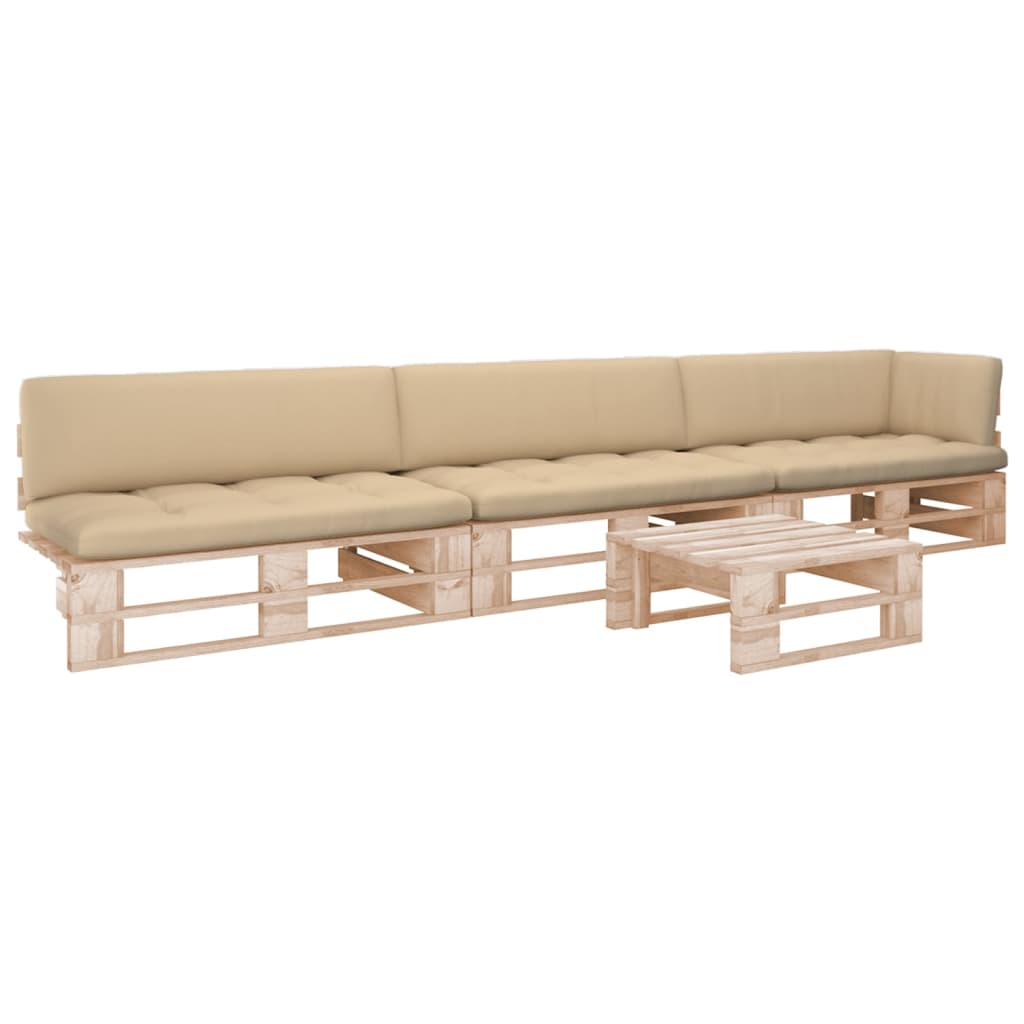 2-Personers Pallesofa Med Hynder Imprægneret Fyrretræ Beige