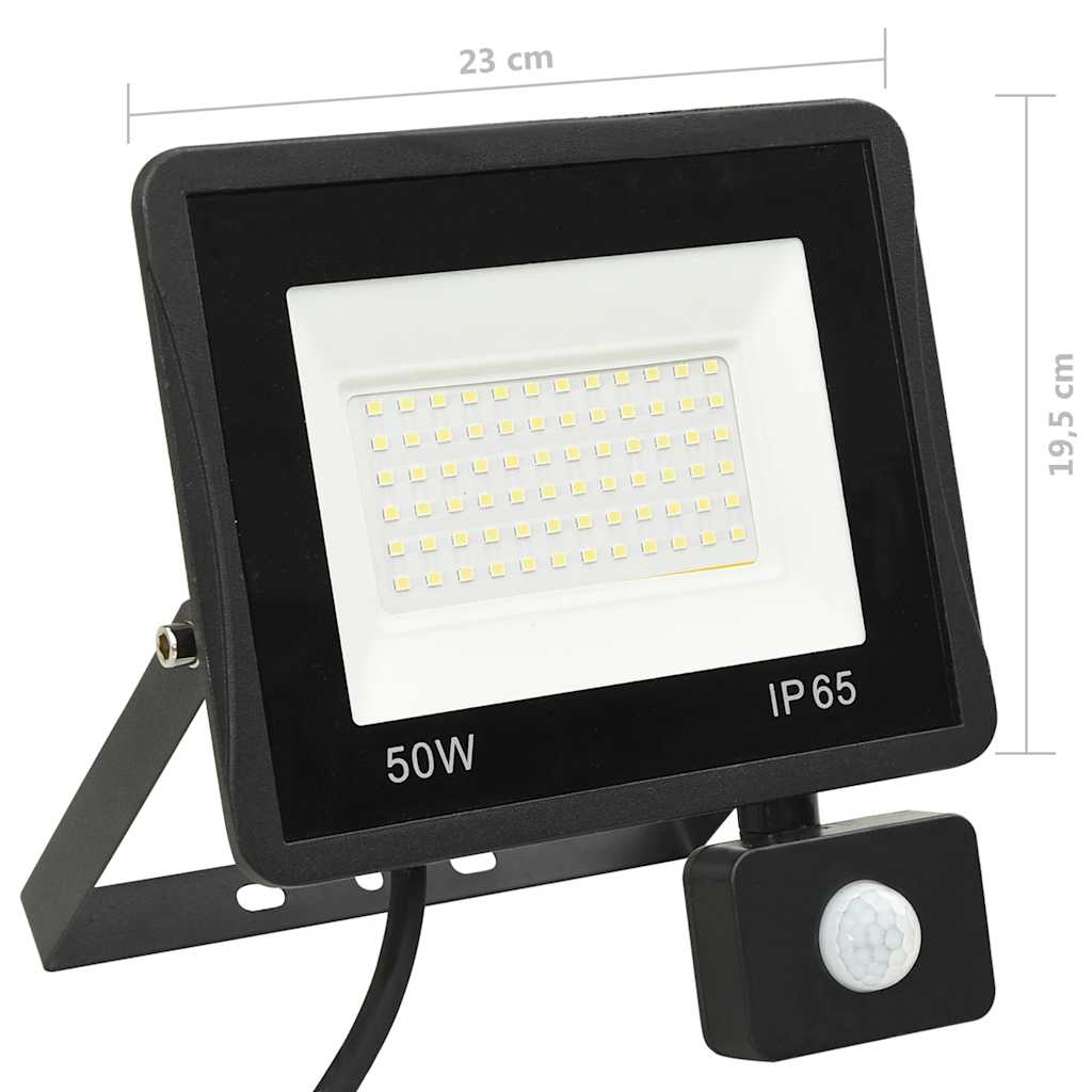 LED-projektør Med Sensor 50 W Varmt Hvidt Lys - Billede 11