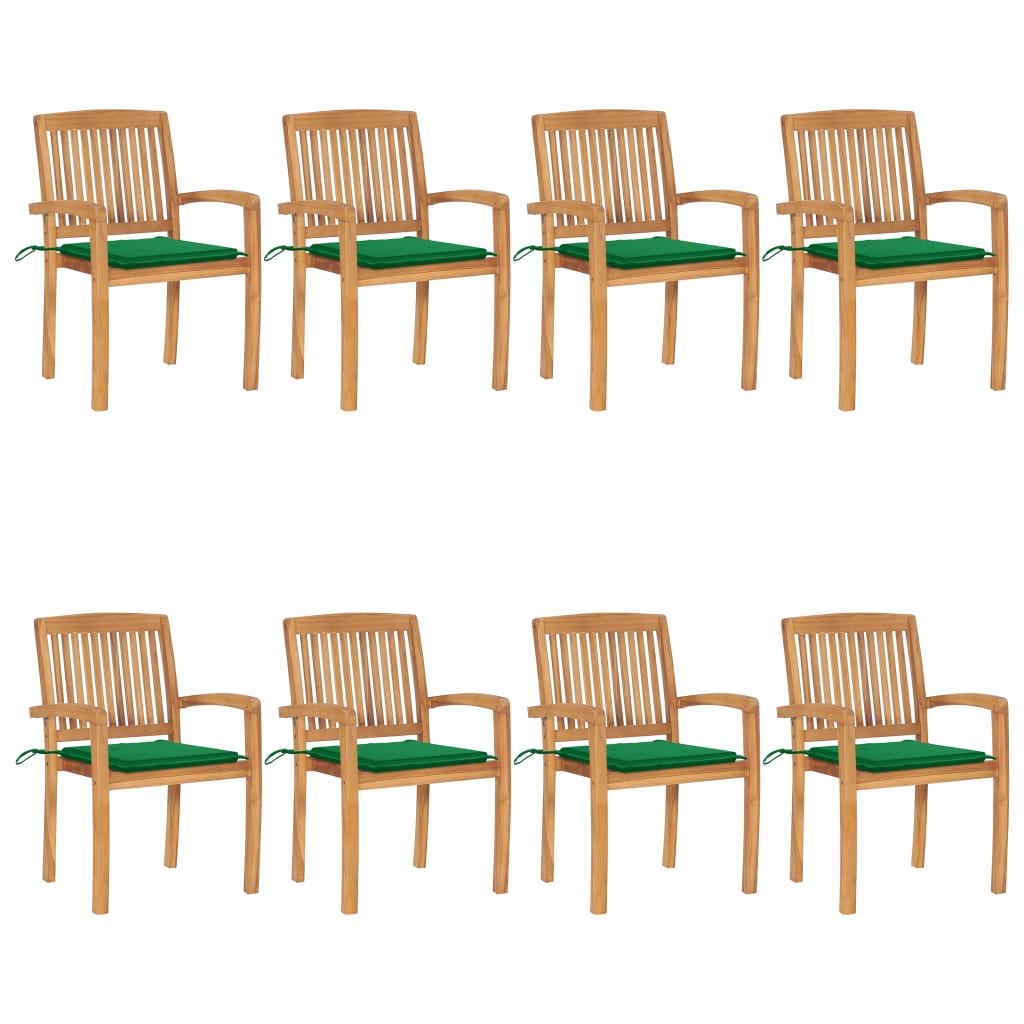 Havestole 2 Stk. Med Farvede Hynder Massivt Teaktræ