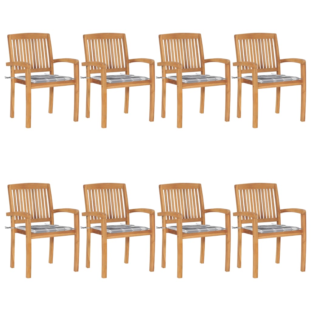 Havestole 2 Stk. Med Farvede Hynder Massivt Teaktræ