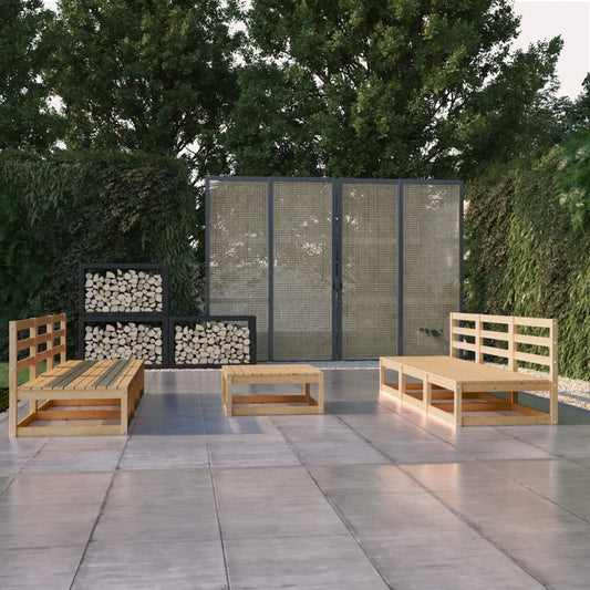 Loungesæt Til Haven 7 Dele Massivt Fyrretræ