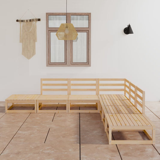 Loungesæt Til Haven 7 Dele Massivt Fyrretræ