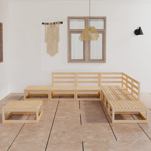 Loungesæt Til Haven 8 Dele Massivt Fyrretræ