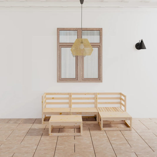 Loungesæt Til Haven 5 Dele Massivt Fyrretræ