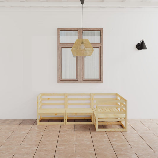 Loungesæt Til Haven 4 Dele Massivt Fyrretræ