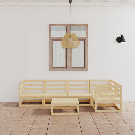 Loungesæt Til Haven 6 Dele Massivt Fyrretræ