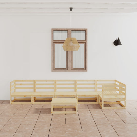 Loungesæt Til Haven 7 Dele Massivt Fyrretræ