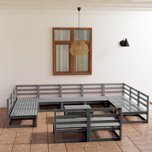 Loungesæt Til Haven 12 Dele Massivt Fyrretræ