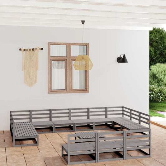 Loungesæt Til Haven 14 Dele Massivt Fyrretræ