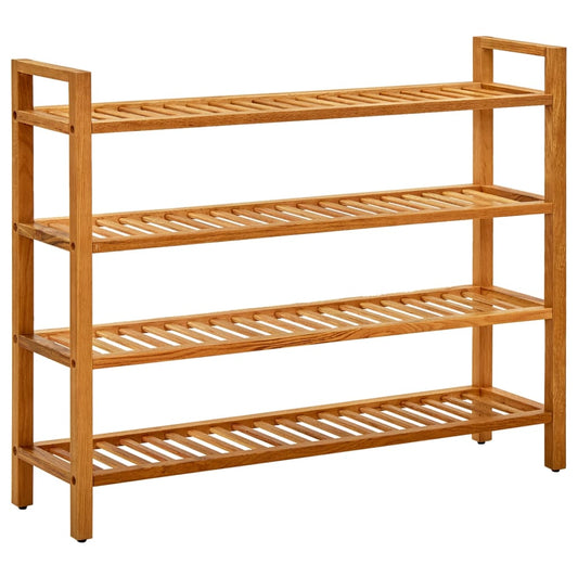 Skostativ Med 4 Hylder 100X27X Massivt Egetræ