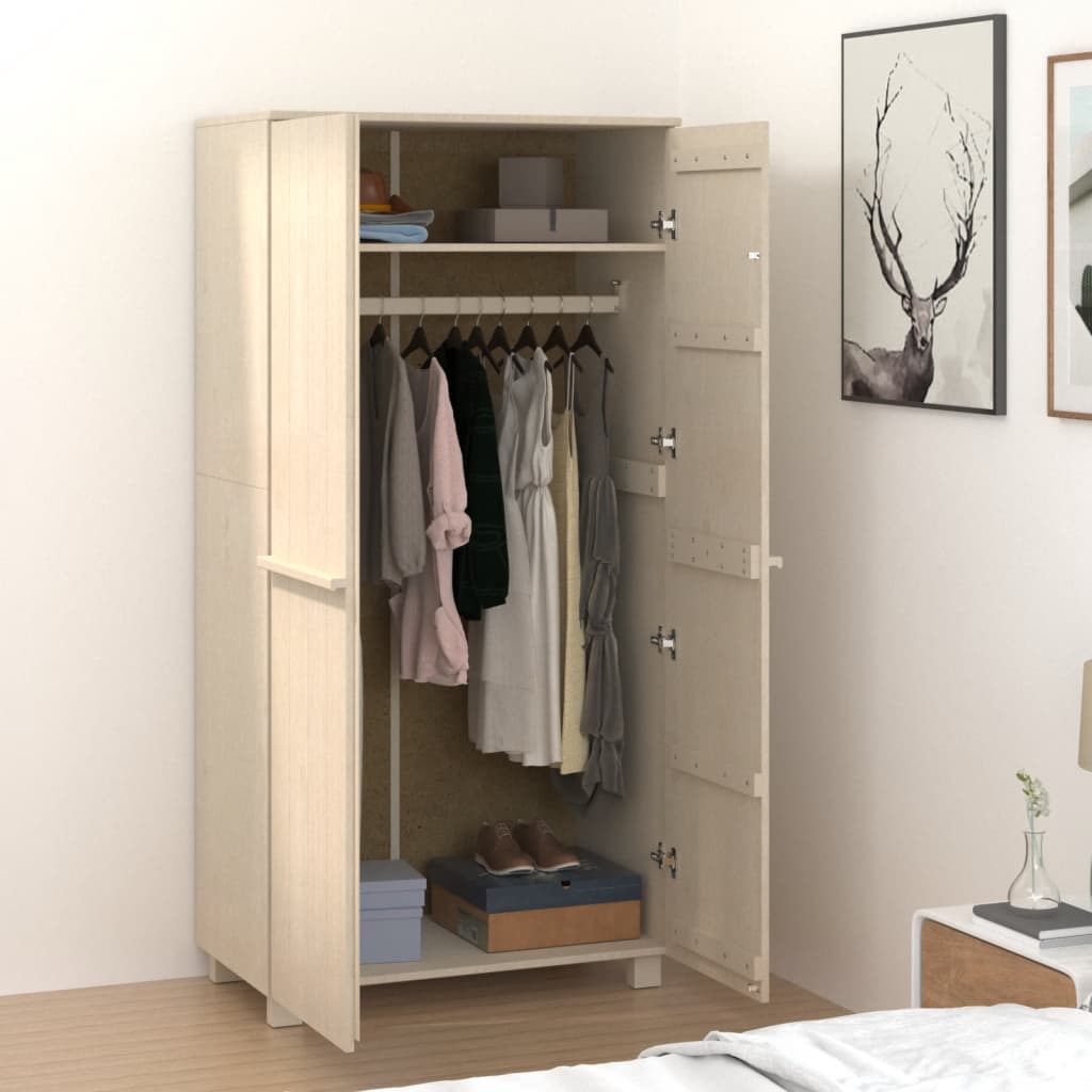 Klædeskab Hamar 89x50x180 Cm Massivt Fyrretræ - Billede 7