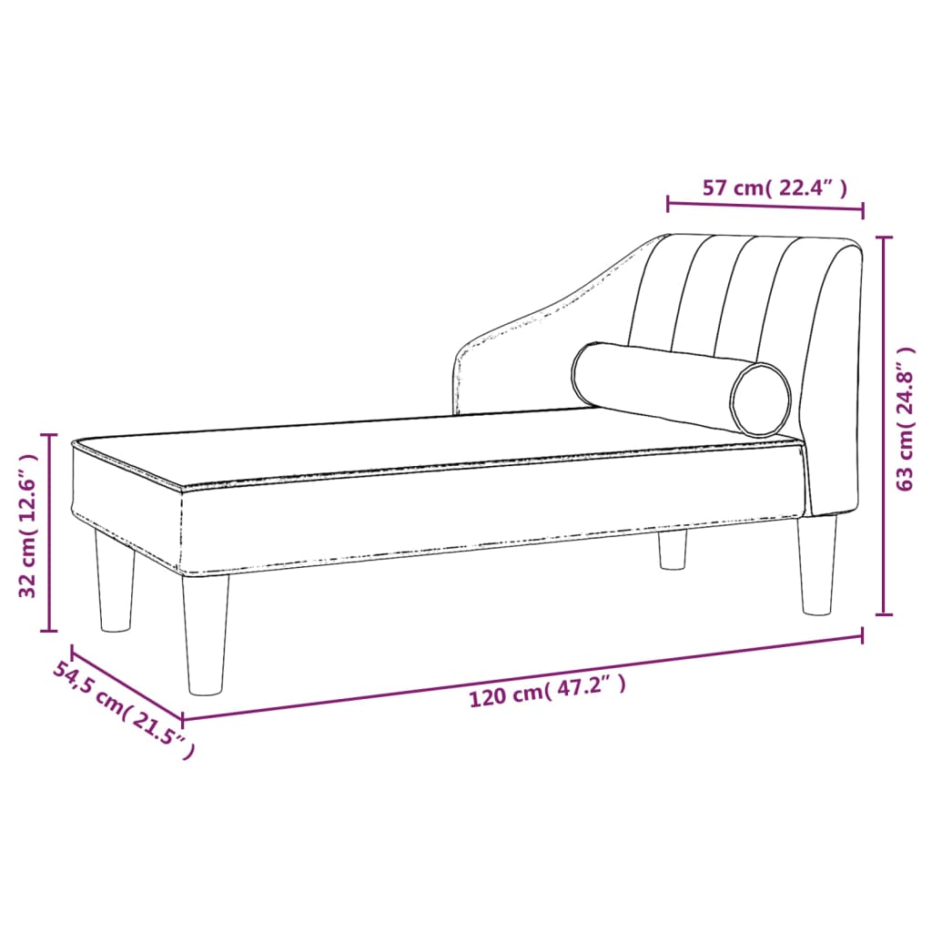 Chaiselong Med Bolster Fløjl