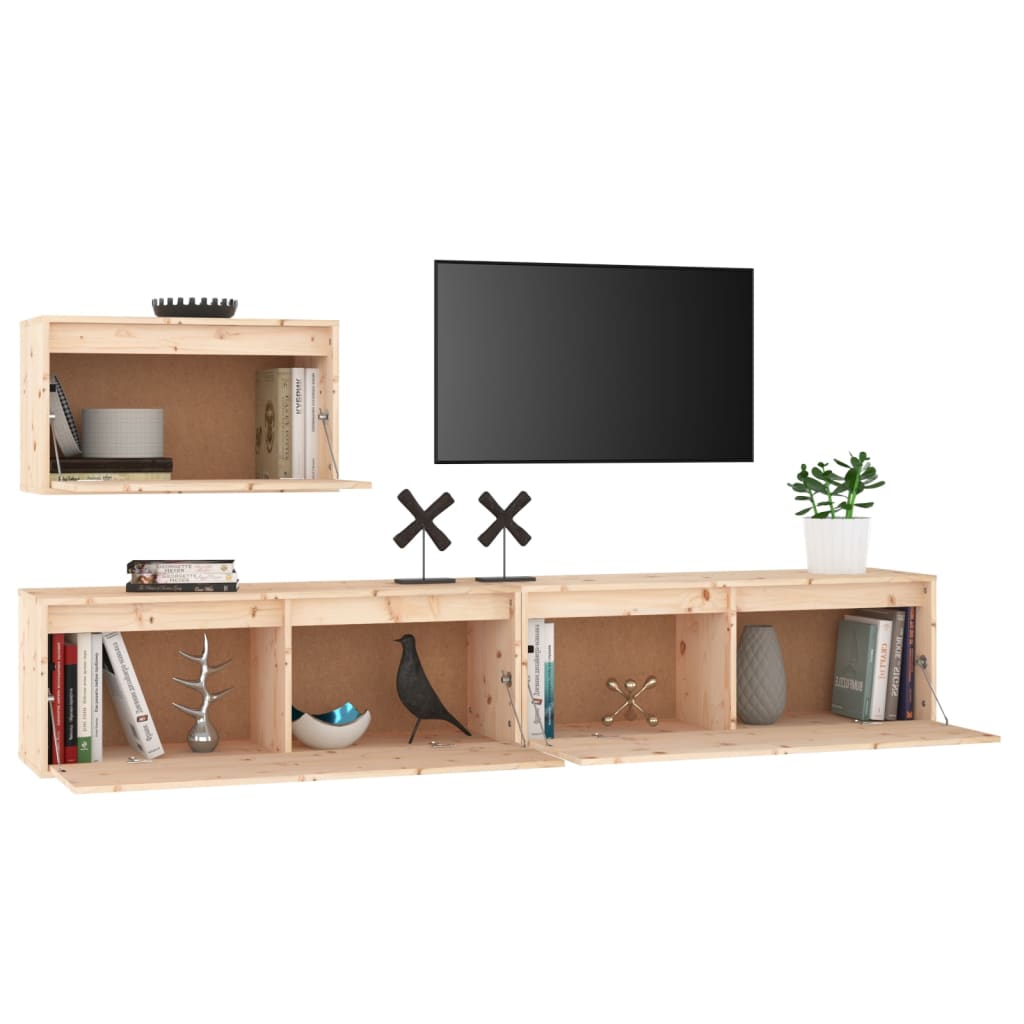 Tv-skabe 3 Dele Massivt Fyrretræ - billede 4
