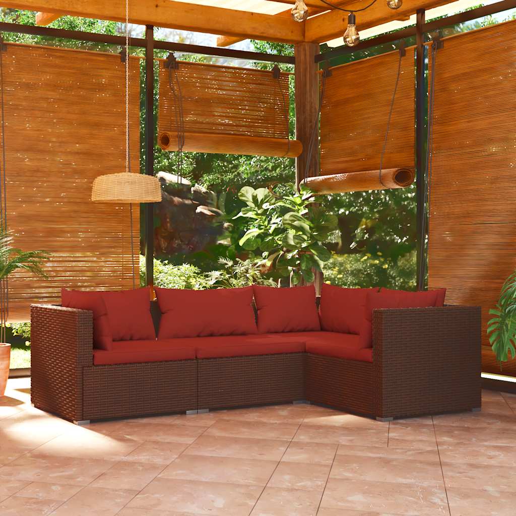 Haveloungesæt 4 Dele Med Hynder Polyrattan - Variant 3101675