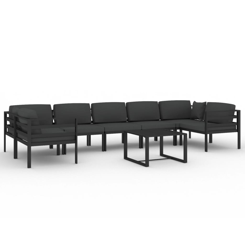 Loungesæt Til Haven 9 Dele Med Hynder Aluminium Antracitgrå