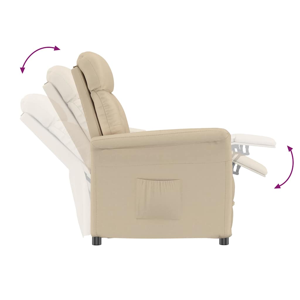Lænestol Creme Creme 70.5 X 96.5 X 95 Cm Stof Og Metal - Billede 7