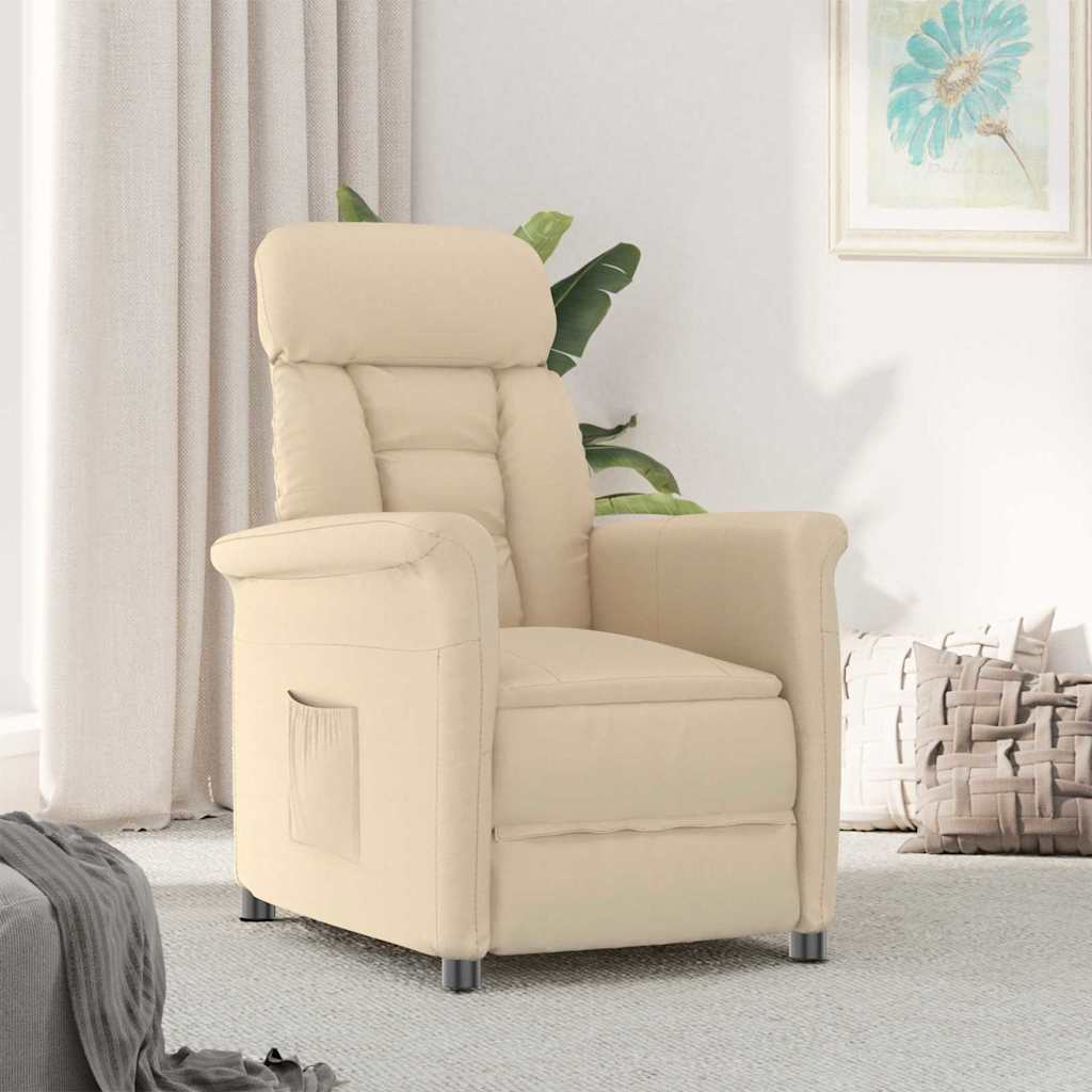 Lænestol Creme Creme 70.5 X 96.5 X 95 Cm Stof Og Metal - Billede 2