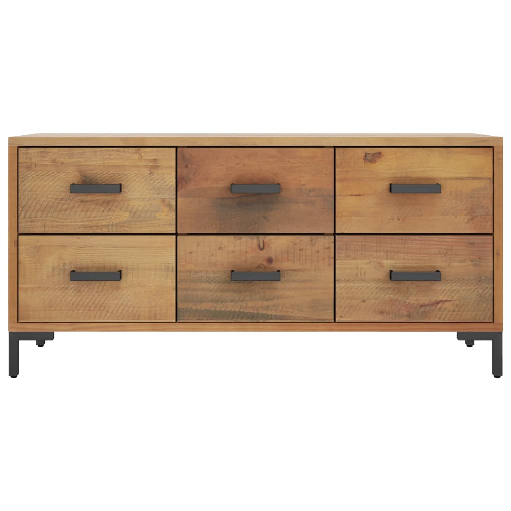 Opbevaringsbænk 110x30x45 Cm Massivt Fyrretræ Brun - Billede 3