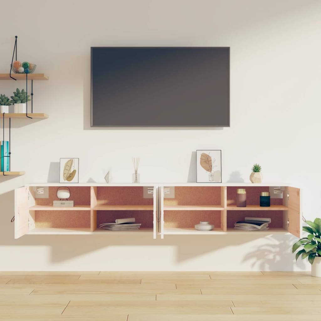 Vægskabe 2 Stk. 80X30X30 Cm Massivt Fyrretræ