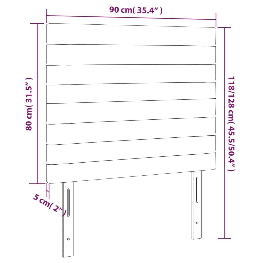 Sengegavl Med Led-lys 90x5x118/128 Cm Stof Mørkebrun - Billede 6