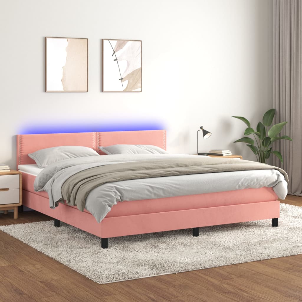 Kontinentalseng Med Madras Velour Lyserød