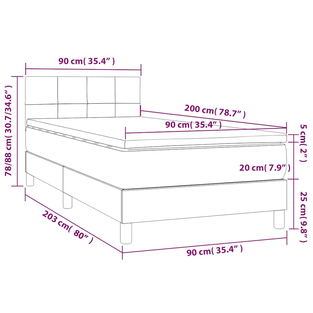 Kontinentalseng Med Madras 90x200 Cm Fløjl Mørkegrøn - Billede 8