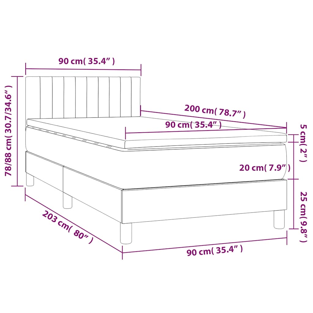 Kontinentalseng Med Madras 90x200 Cm Fløjl Mørkegrøn - Billede 8