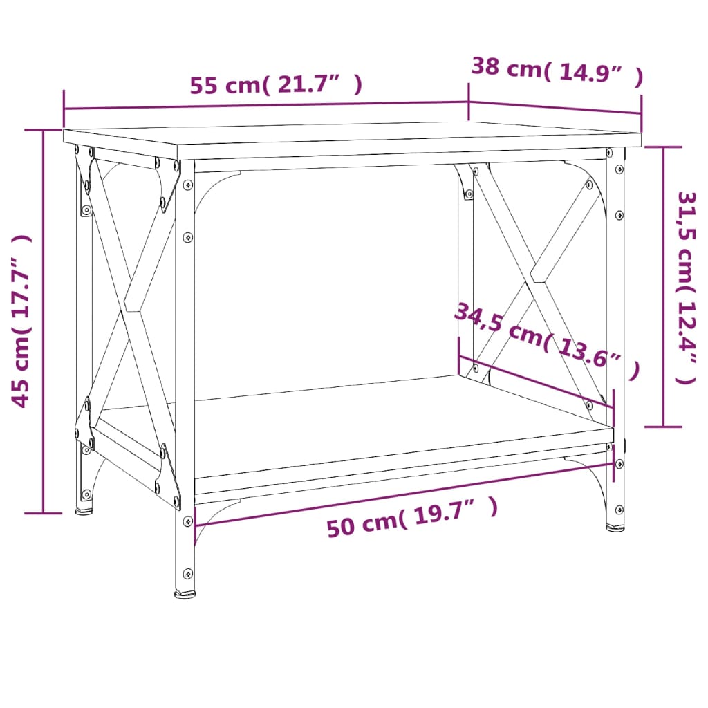 Sidebord 55X38X45 Cm Konstrueret Træ
