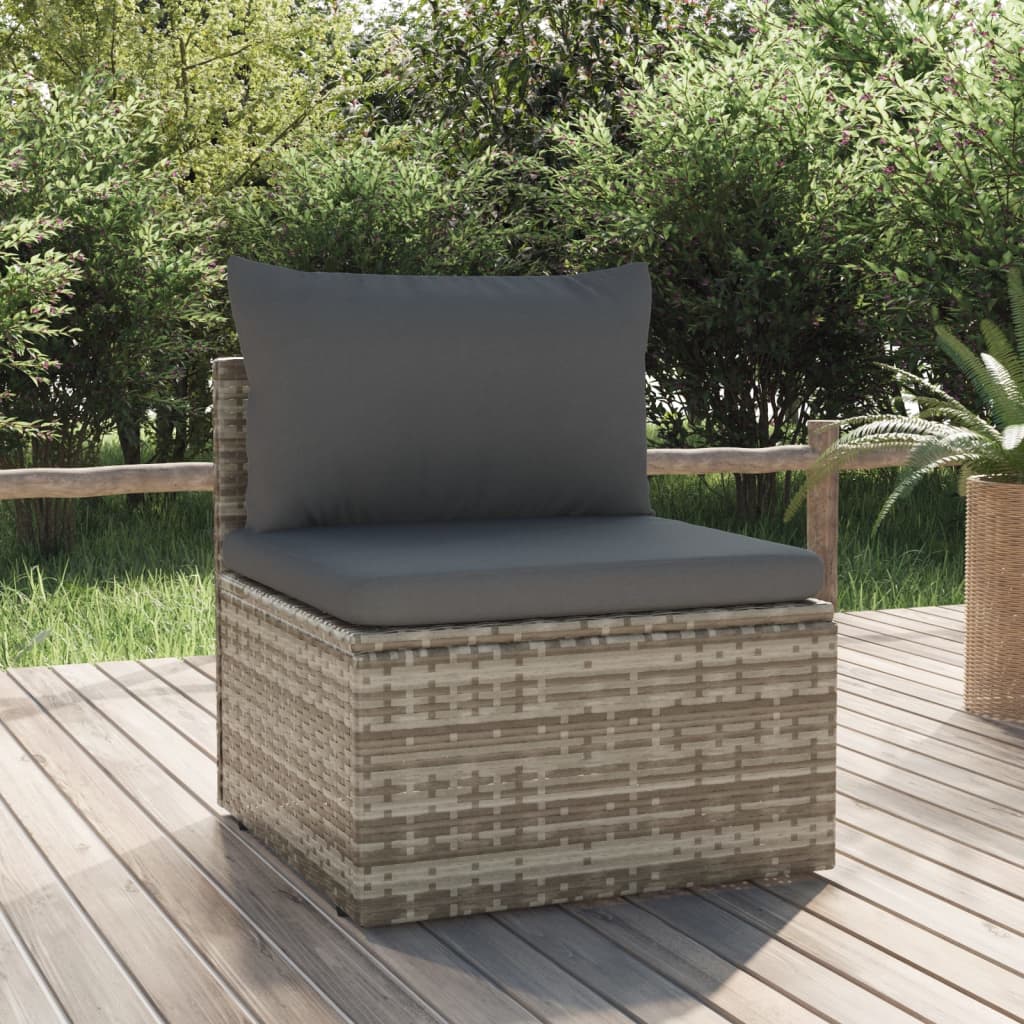 Midtermodul Til Havesofa Med Hynde 57x57x56 Cm Polyrattan Grå - Variant 318669