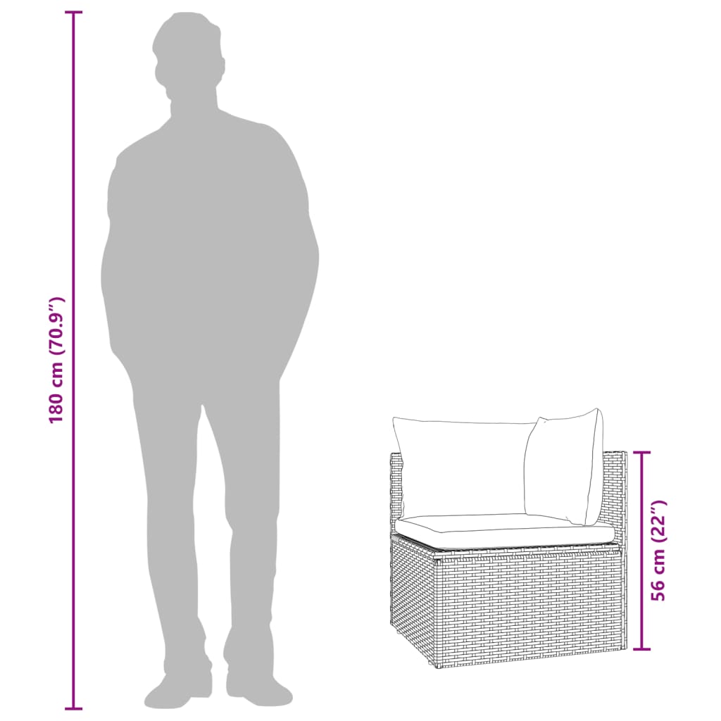 Hjørnemodul Til Havesofa Med Hynde 57x57x56 Cm Polyrattan Grå - Billede 12