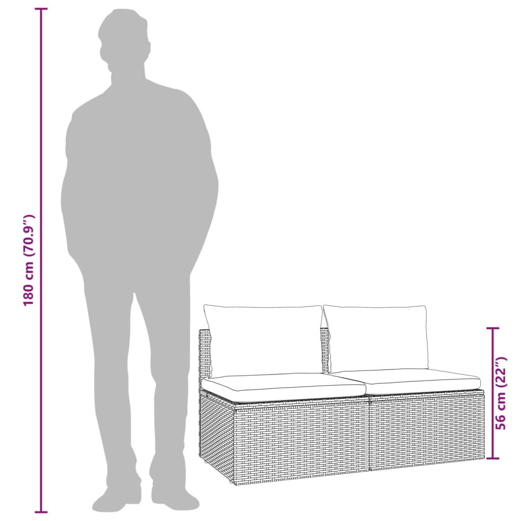 Midtermodul Til Havesofa Med Hynde 57x57x56 Cm Polyrattan