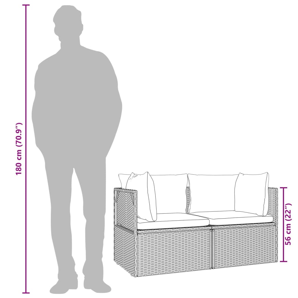 Hjørnemodul Til Havesofa Med Hynde 57x57x56 Cm Polyrattan