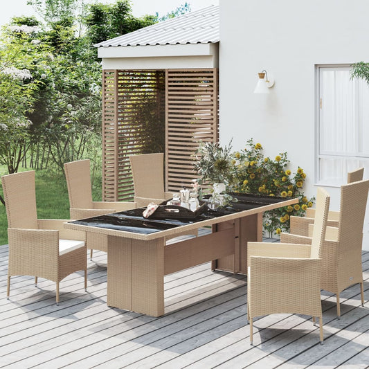 Havebord Med Bordplade Polyrattan Og Hærdet Beige