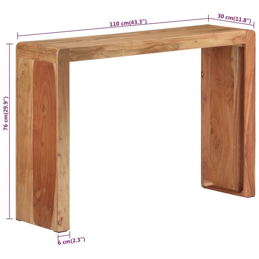 Konsolbord 110x30x76 Cm Massivt Akacietræ - Billede 7