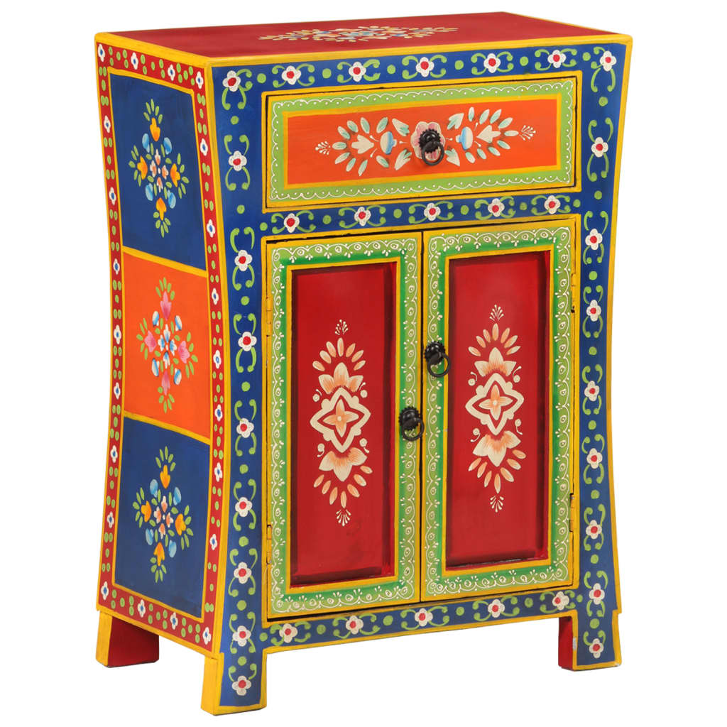 Håndmalet Skænk 54x30x74 Cm Massivt Mangotræ - Billede 12