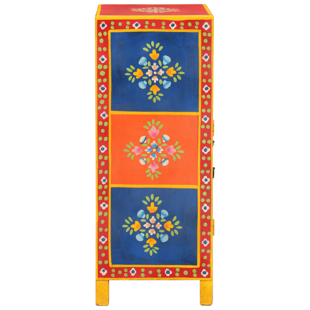 Håndmalet Skænk 54x30x74 Cm Massivt Mangotræ - Billede 5