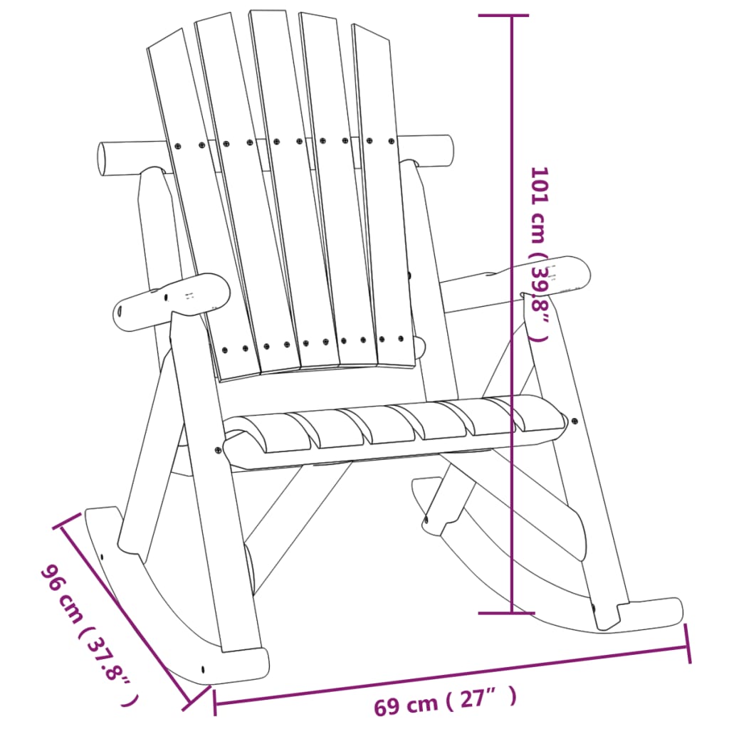 Gyngestol Til Haven 69x96x101 Cm Massivt Grantræ - Billede 6