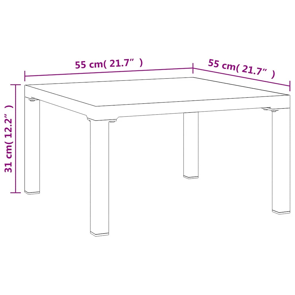 Sofabord Til Haven 55x55x31 Cm DPC Og Stål Grå - Billede 6