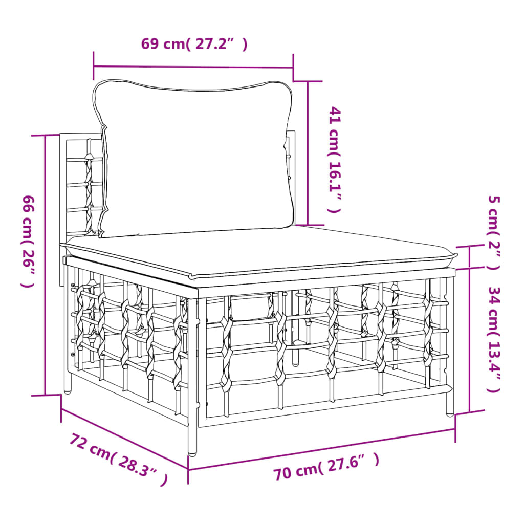 Midtermodul Til Havesofa Med Hynder Polyrattan