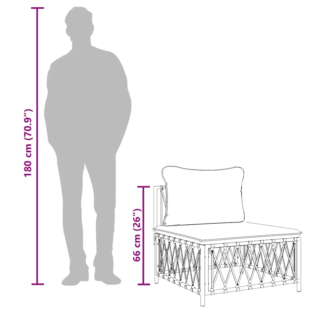 Midtermodul Til Havesofa Med Hynder Vævet Stof