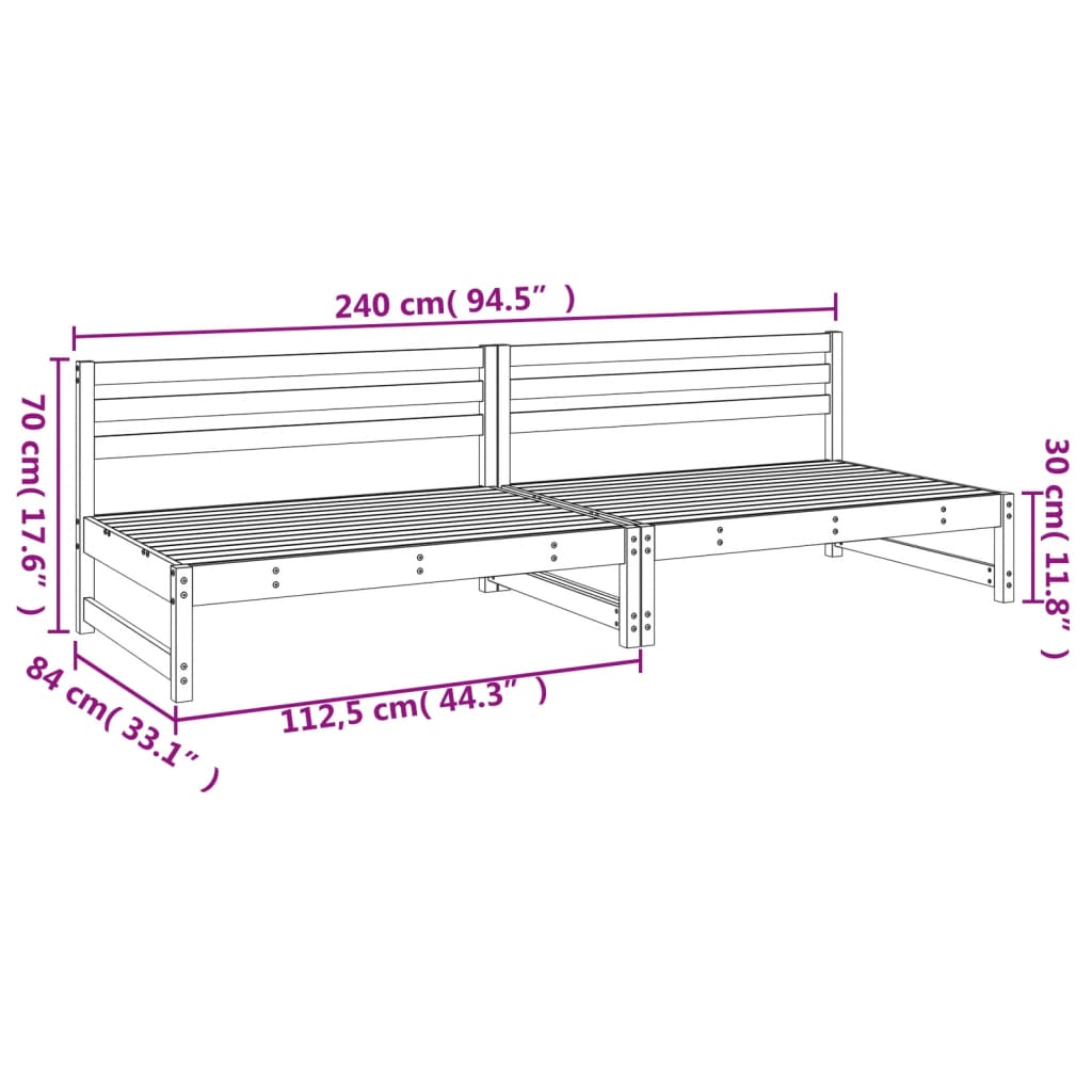 Midtermoduler Til Havesofa 2 Stk. 120x80 Cm Massivt Fyr Hvid - Billede 8