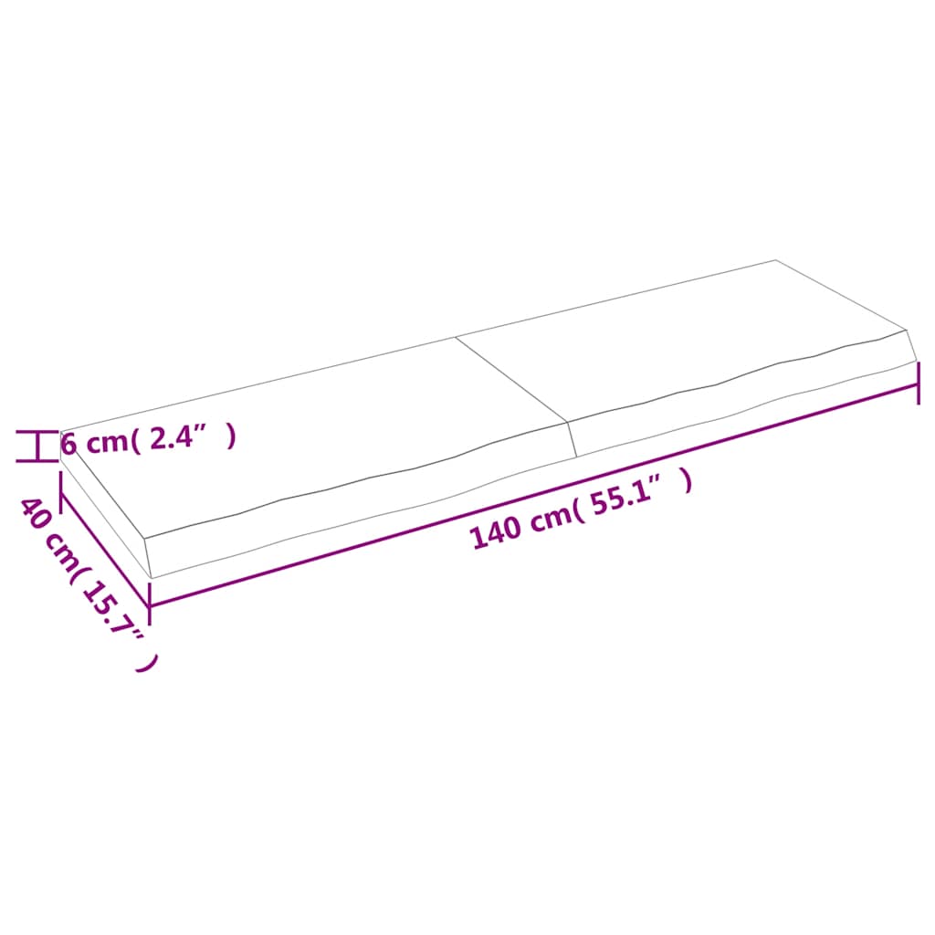 Væghylde 140x40x(2-6) Cm Behandlet Massivt Egetræ Mørkebrun - Billede 9